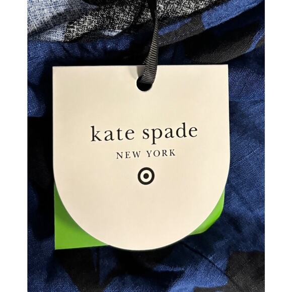 New Kate Spade New York x Target Jumpsuit Blue Black Floral Size 17 Linen Blend - Picture 5 of 9